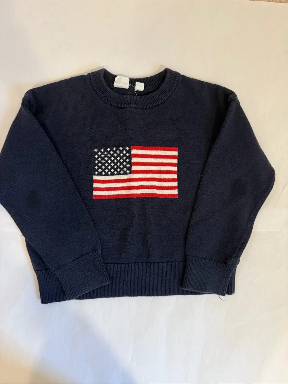 Baby GAP Navy Crewneck Sweater with American Flag Size XS Unixex